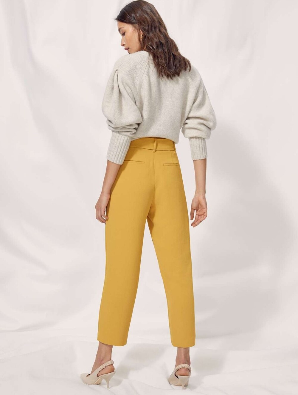 Aritzia Wilfred Crepette Ankle Trouser Size 4 In Cairo Gold (yellow) NWT - Picture 4 of 16